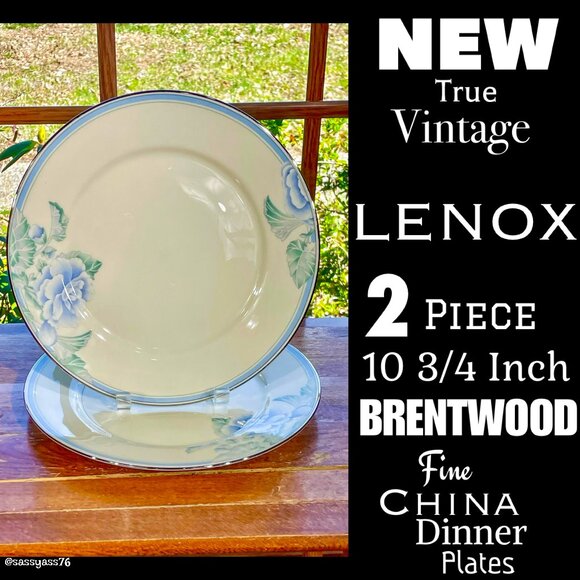 ▪️NWT▪️VTG▪️LENOX▪️2 Piece 10.75" BRENTWOOD Floral Ivory Platinum Trim China - Picture 1 of 5